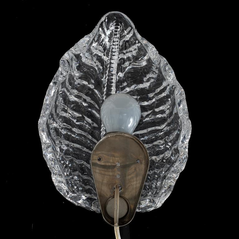 Fritz Kurz, a pair of wall lights model "KD 924", Orrefors, Sweden, mid 20th century.