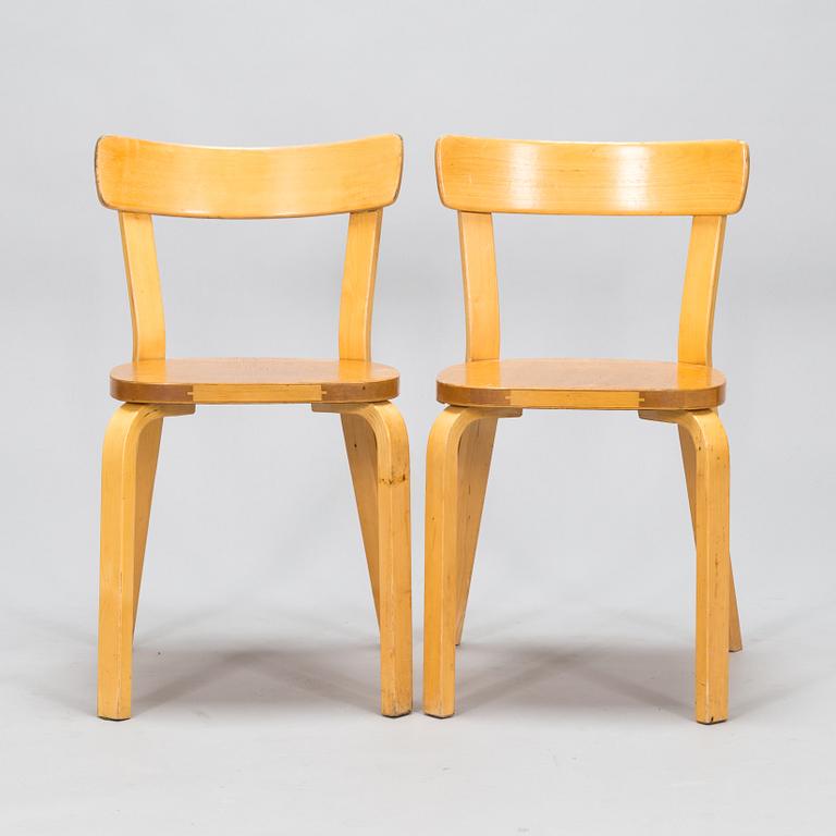 Alvar Aalto, six chairs model 69, Artek, 1950s-60s.