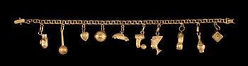 BERLOCKARMBAND, 18k guld, Guldsmedjan Hilden Holger,  Sala, 1964. Vikt 17 g.