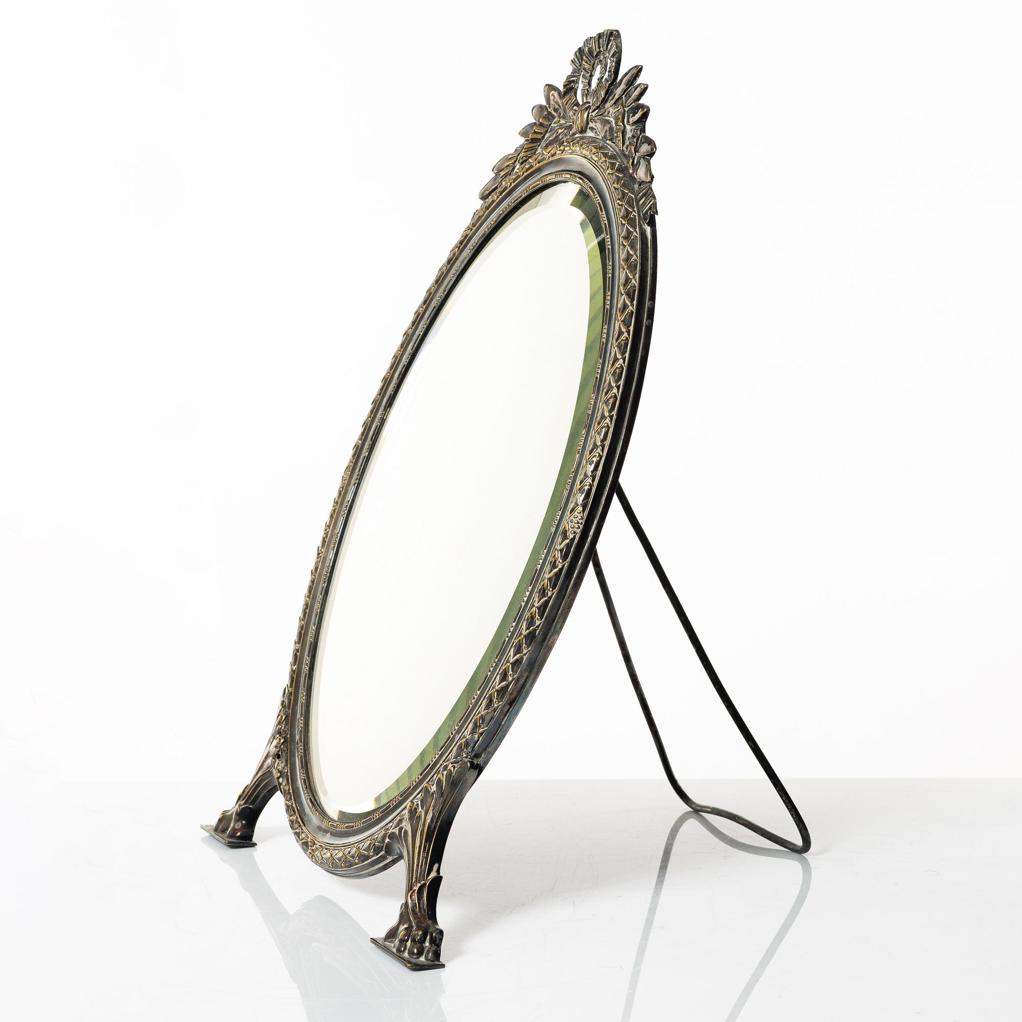 A silver plated table mirror, Gustavian style, 20th Century.
