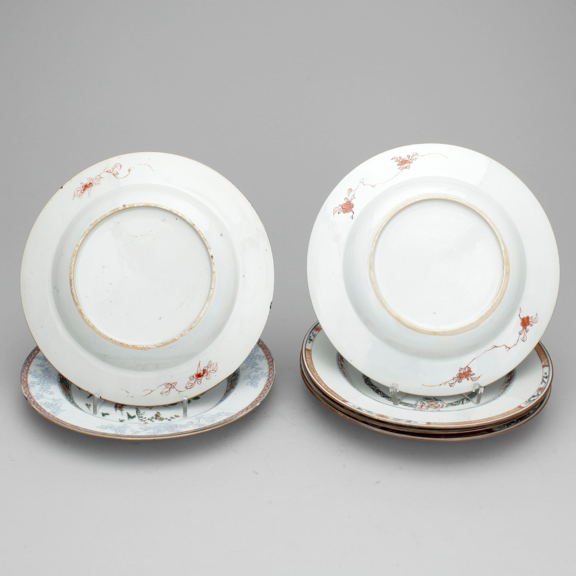 TALLRIKAR, 4+2 st, porslin, Kina 1700-tal.