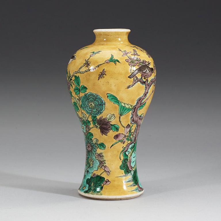 A famille jaune bisquit vase, Qing dynasty.