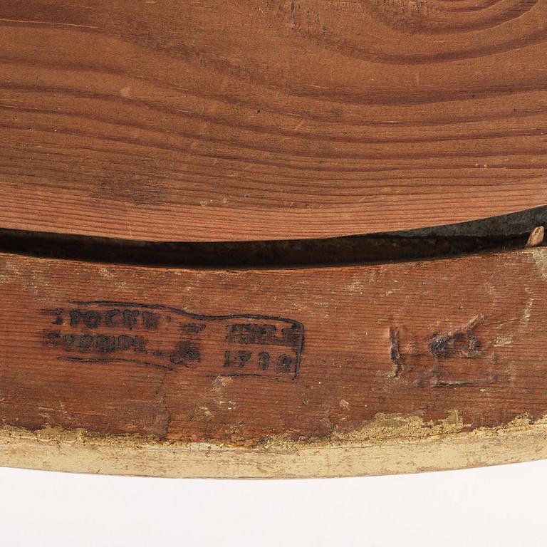 A pair of Gustavian giltwood two-branch girandole mirrors by J. Åkerblad (master in Stockholm 1758-99).