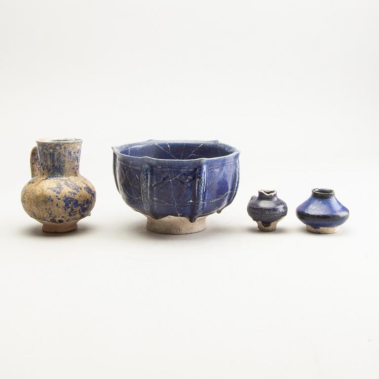 A group of lapiz lazuli blue ceramics, Persia, possibly 12th/14th Century.