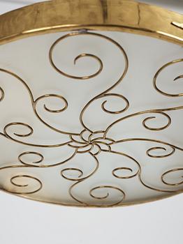 Lars Holmström, a Swedish Grace brass ceiling chandelier, Arvika Sweden 1920s-1930s.