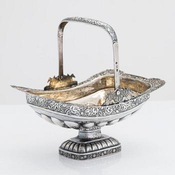 A parcel-gilt silver sweetmeat basket, maker's mark of Johan Fredrik Åkerblom, Saint Petersburg, Russia 1839.