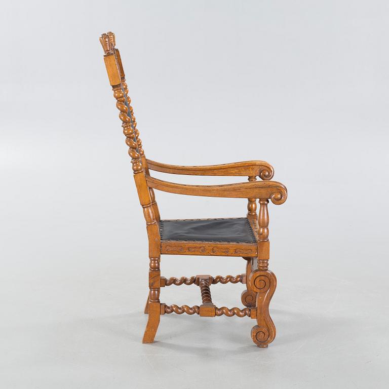 CARL CHRISTIAN CHRISTENSEN, a baroque style armchair, signed and dated 1909.