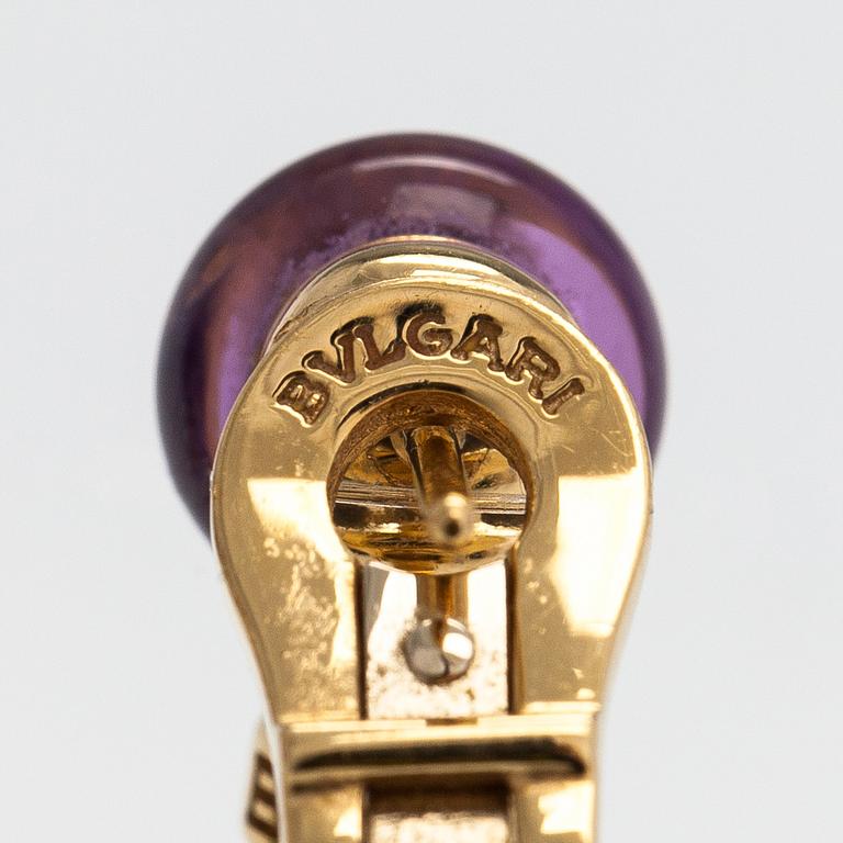 Bulgari "Mediterranean Eden" örhängen, 18K guld, diamanter ca 0.12 ct tot, peridoter och ametister.