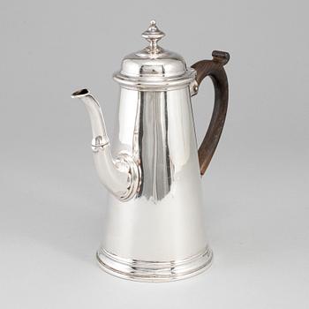 An English 18th century silver coffee-pot, mark of Edward Feline, London 1733.