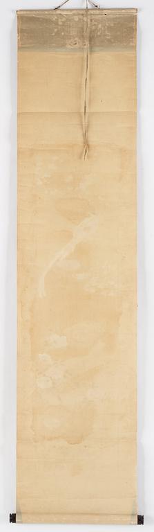 RULLMÅLNINGAR, två stycken, tusch och färg på papper och siden. Kina samt Japan, 1900-tal.