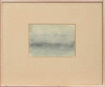 Margit Jones, akvareller, 2 st, "Dimman" och "Oro".