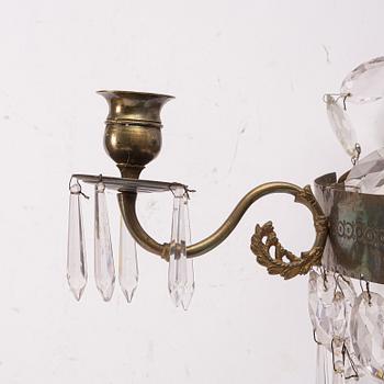 Wall lights, a pair, for three candles, 19th century, Empire style.