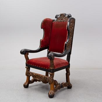 A Swedish Baroque armchair, early 18th century.