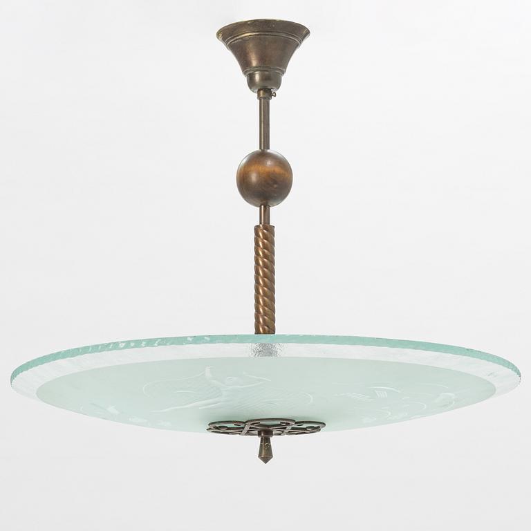A Swedish Grace ceiling lamp, 1920's/30's.