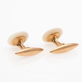 MANSCHETTKNAPPAR, pärlemor, pärlor, 14K guld.