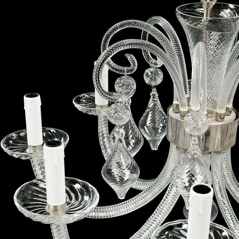 A ceiling lamp, probably made by Orrefors in the second half of the 20th century.