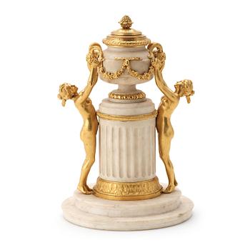 73. A Louis XVI ormolu and marble centrepiece "Monument Antique", possibly from the workshop of Pierre Gouthière.