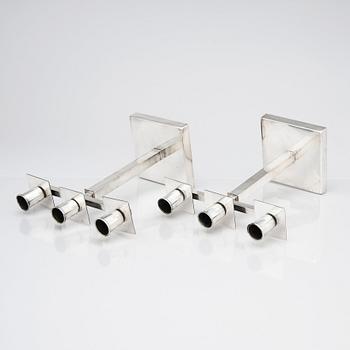 Rolf Engströmer, attributed to, a pair of silver plated candelabra, Fabriksaktiebolaget Kronsilver, Sweden 1930s.