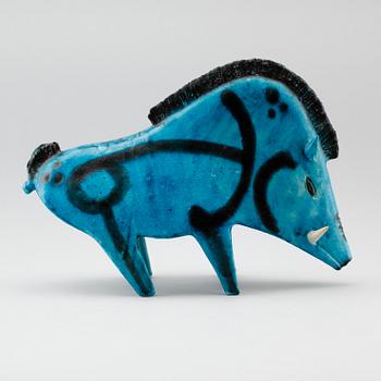 A Bruno Gambone ceramic sculpture of a boar, Italy 1960's.