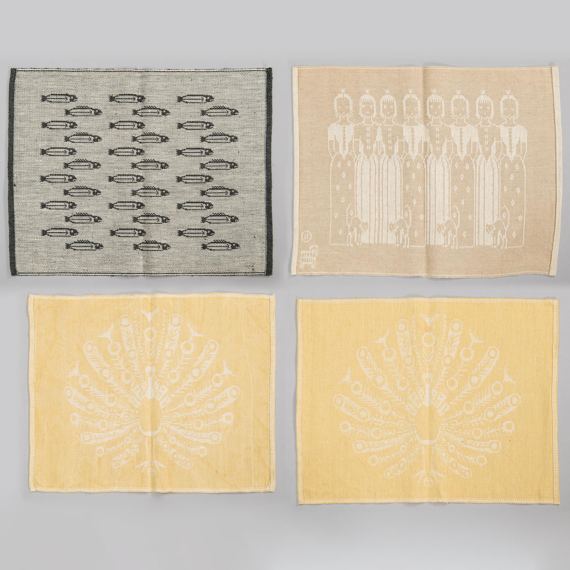 Dora Jung, pöytätabletteja, 3 kpl, ja pikkuliina, Tampella 1960-1970-luku.