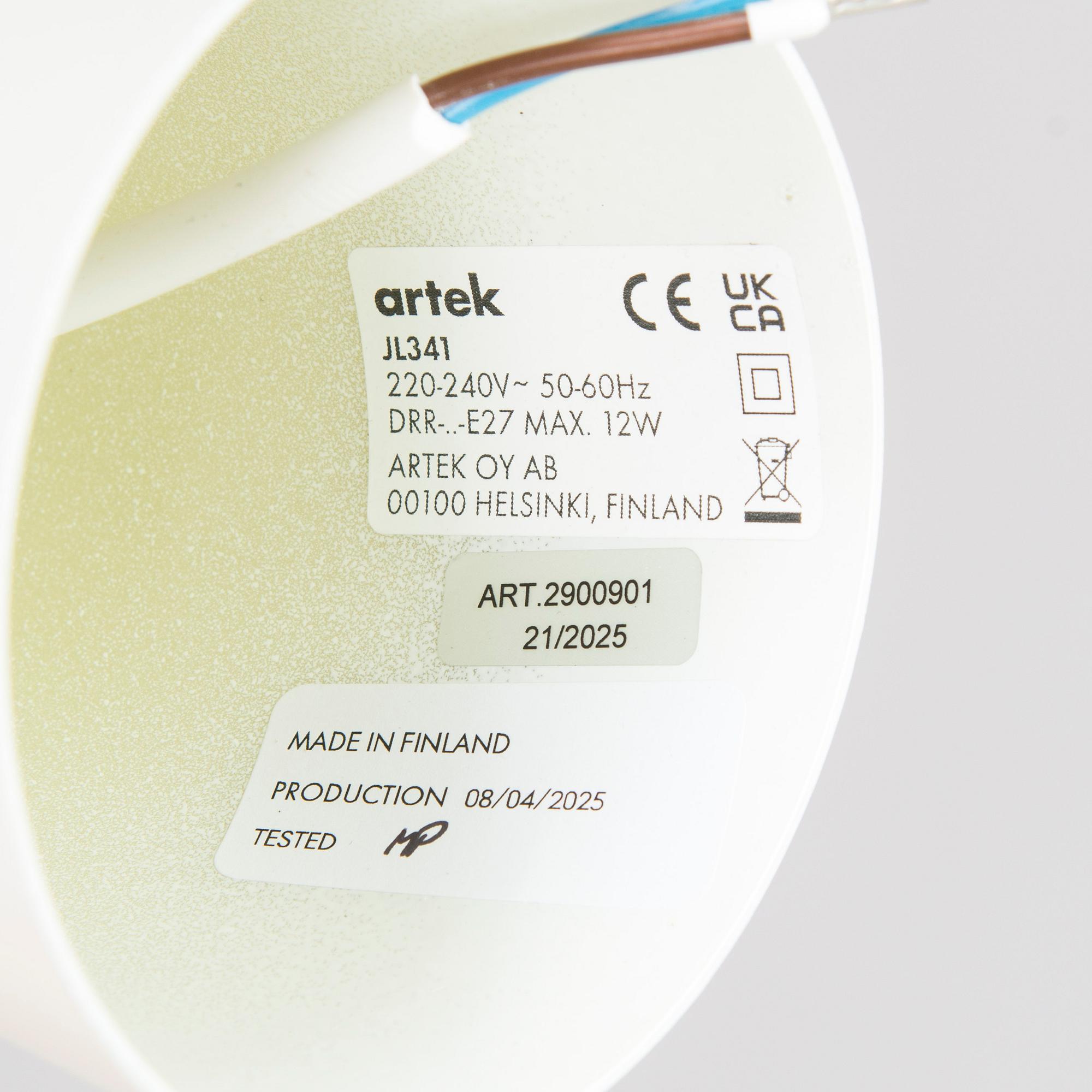 Juha Leiviskä, ceiling lamp, 'JL341', Artek.