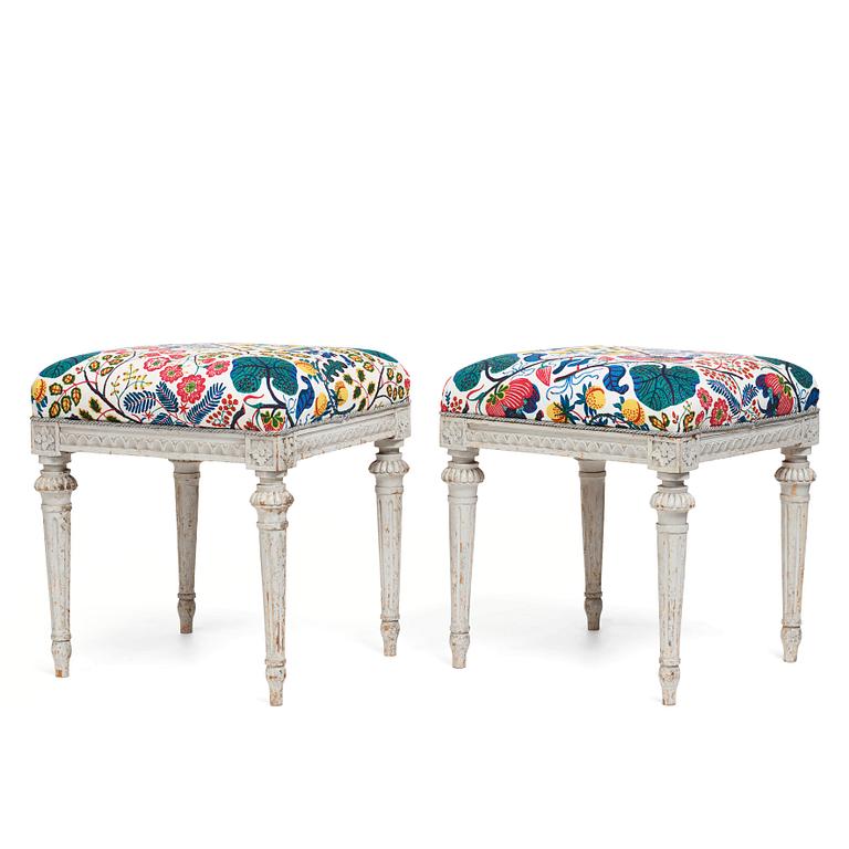 A pair of Gustavian stools by Erik Öhrmark (master in Stockholm 1777-1813).