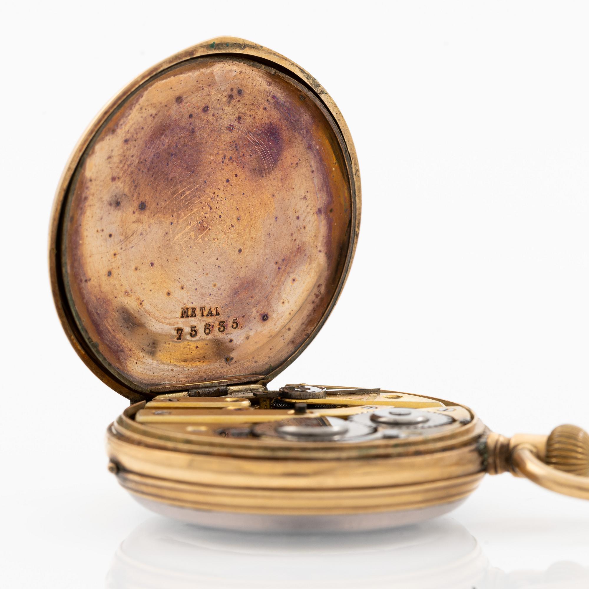 Pocket watch, 14K gold, approx. 34.5 mm.