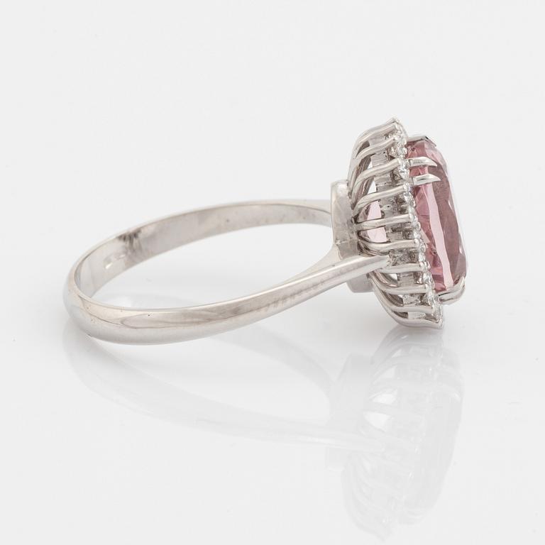 Morganite and brilliant cut diamond ring.