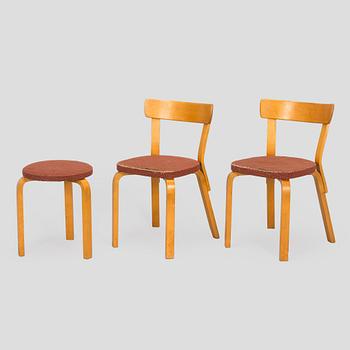 Alvar Aalto, tuolipari malli 69 ja jakkara malli 60, O.Y. Huonekalu- ja Rakennustyötehdas A.B. 1900-luvun puoliväli.