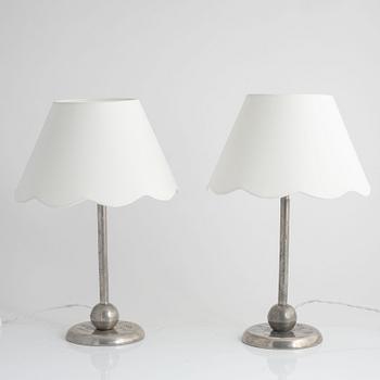 Celestin Andersson,  a pair of table lamps, Cela, Sweden 1930s.