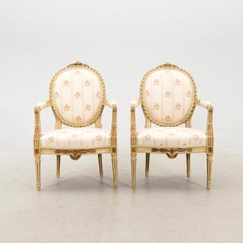 Armchairs in Gustavian style, first half of the 20th century.