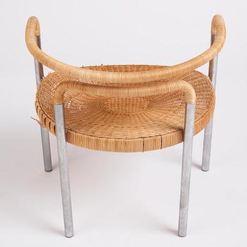 Poul Kjaerholm, a steel and rattan 'PK12' chair, E Kold Christensen, Denmark, early 1960s.