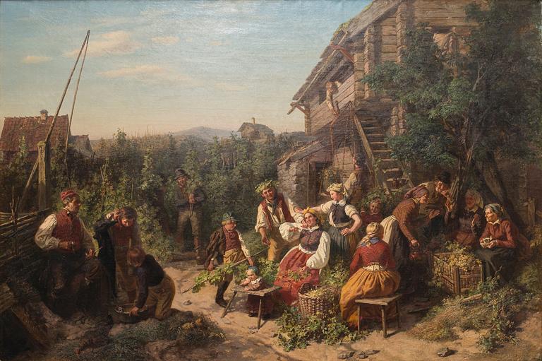 Josef Wilhelm Wallander, "Humleskörd i Askarboda, Österåker".