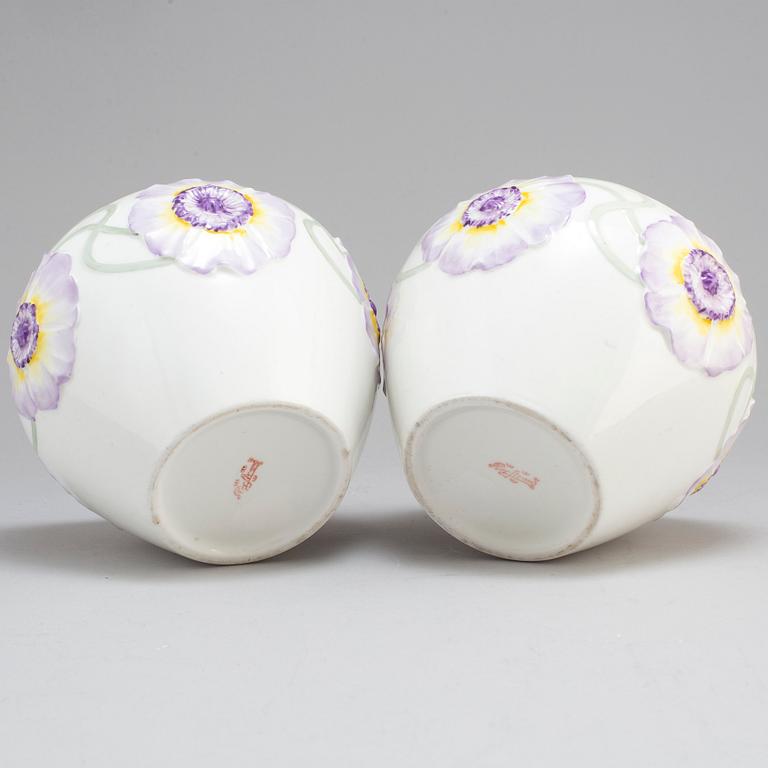 a pair of early 20th century porcelain flower pots by Rörstrand.