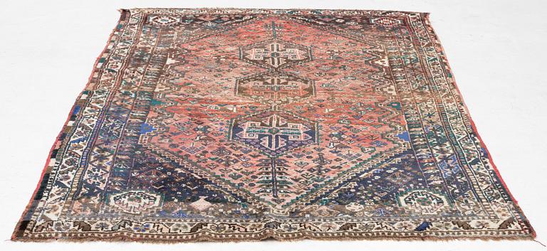 A semi-antique Shiraz rug, Southeast persia, c 250 x 175 cm.