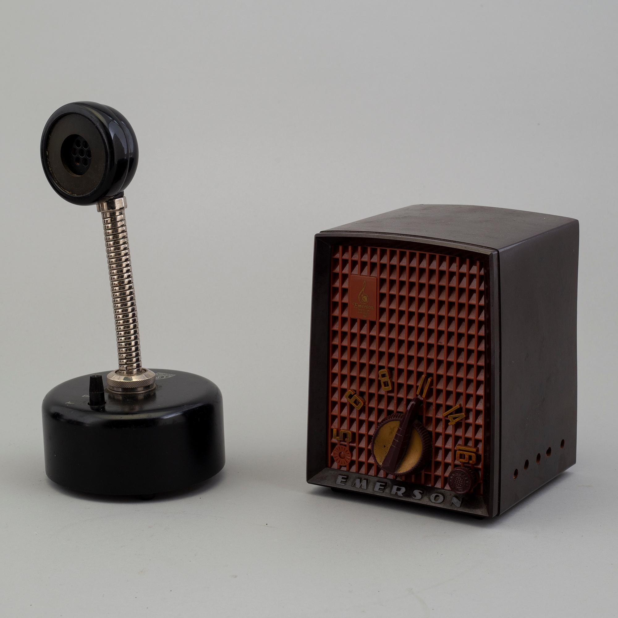 RADIO/HÖGTALARE/MIKROFON, 6 delar, 1900-talets första hälft.