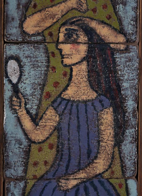 Lisa Larson, triptyk, glaserad keramik, sannolikt utförd 1950-54 under studietiden på Slöjdföreningens skola, Göteborg.