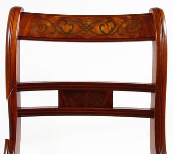 MATSALSSTOLAR, 12 st, regencystil, inköpta på Georg Henscher, sent 1900-tal.