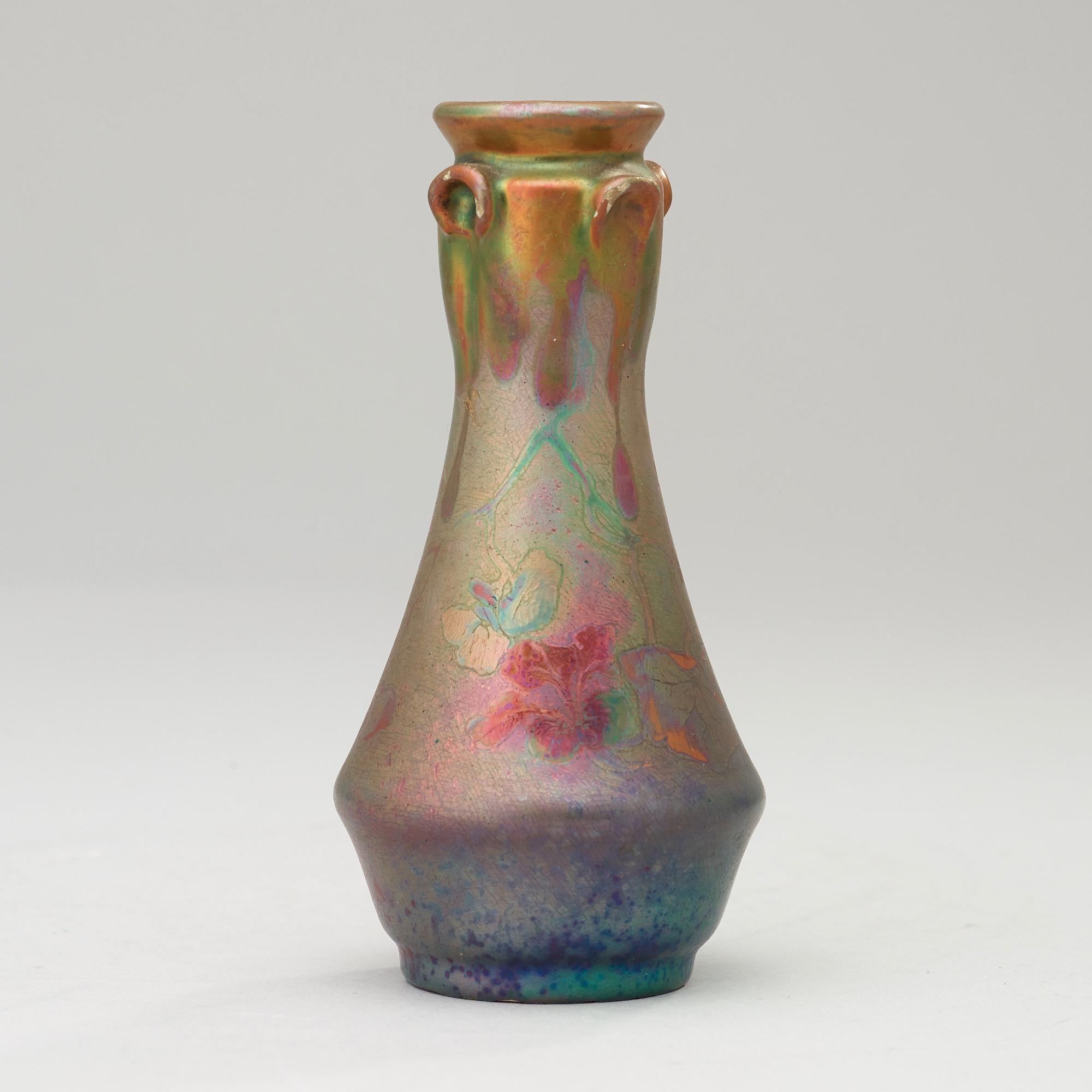 A Clement Massier Art Nouveau faience vase, Golfe-Juan, France.