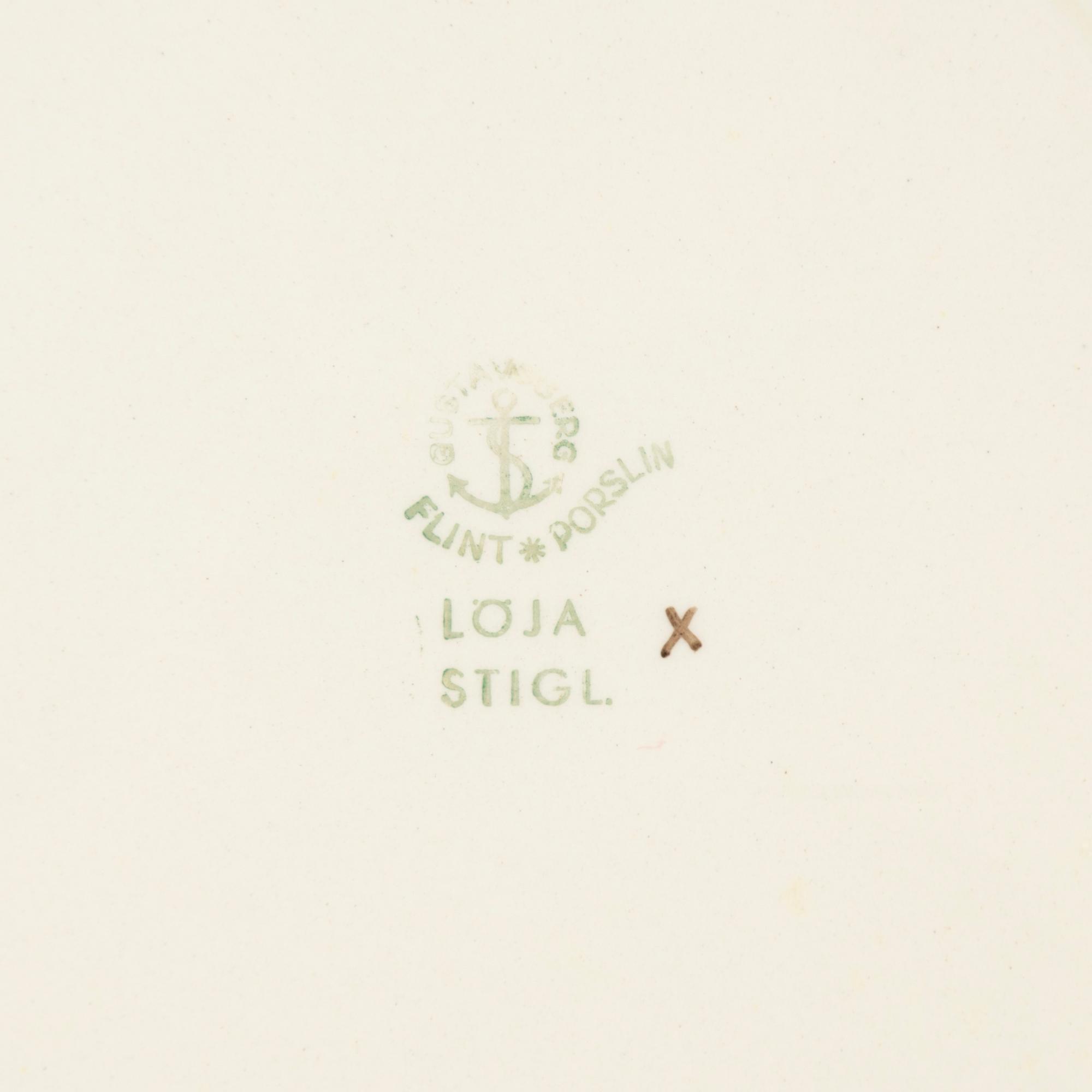 Stig Lindberg, tallrikar, 9 st, "Löja", Gustavsberg.