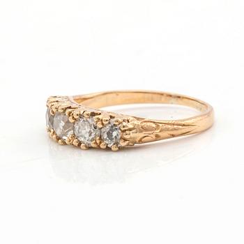 Alliance ring, 14K gold with old-cut diamonds.