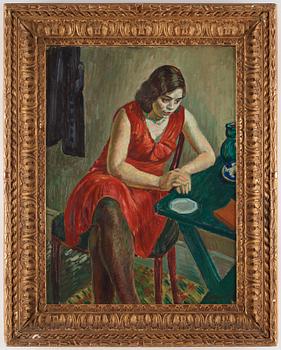 Axel Nilsson, "Kvinna i röd klänning" (A woman in a red dress).