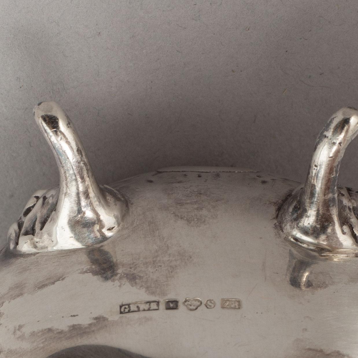 A silver mocha pot, creamer, sugar bowl and tray, some with mark of Gewe, Malmö 1950-51.