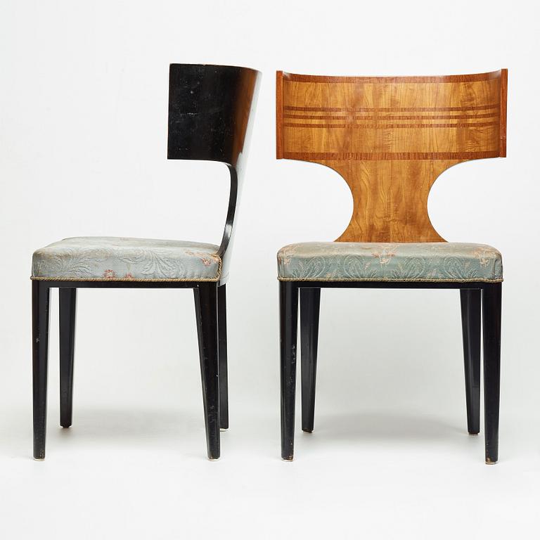 Swedish grace, a pair of klismos chairs for Carl Johansons Möbleringsaffär, 1930's.