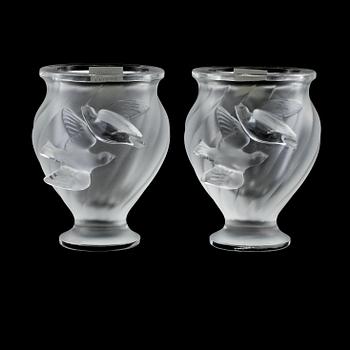VASER, ett par, glas, Lalique, 1900-talets andra hälft.