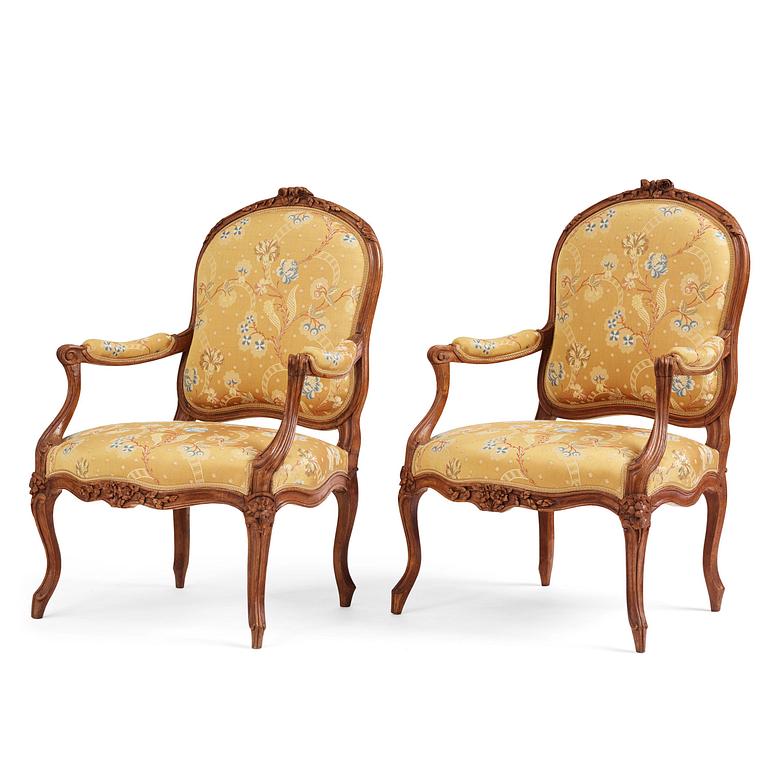 A pair of Louis XV fauteuils by Georges Jacob (master in Paris 1765-1814).
