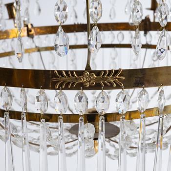 Ljuskrona, för sju ljus, Stockholmsarbete, 1700-talets slut, Sengustaviansk.