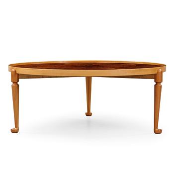 A Josef Frank walnut and burrwood sofa table, Svenskt Tenn, model 2139.