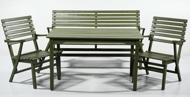 TRÄDGÅRDSMÖBEL, 4 delar, Carl Malmsten för ITA Ingelstaverken AB, 1900-talets andra hälft.