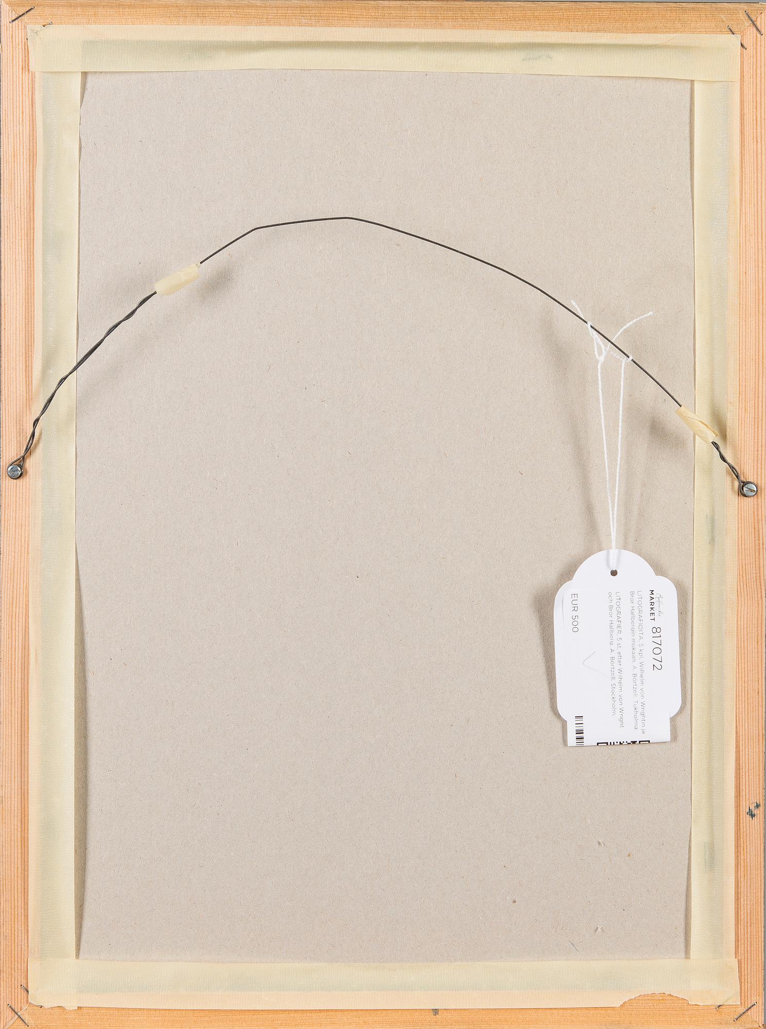 LITOGRAFIER, 5 st, efter Wilhelm von Wright och Bror Hallberg. A. Börtzell, Stockholm.